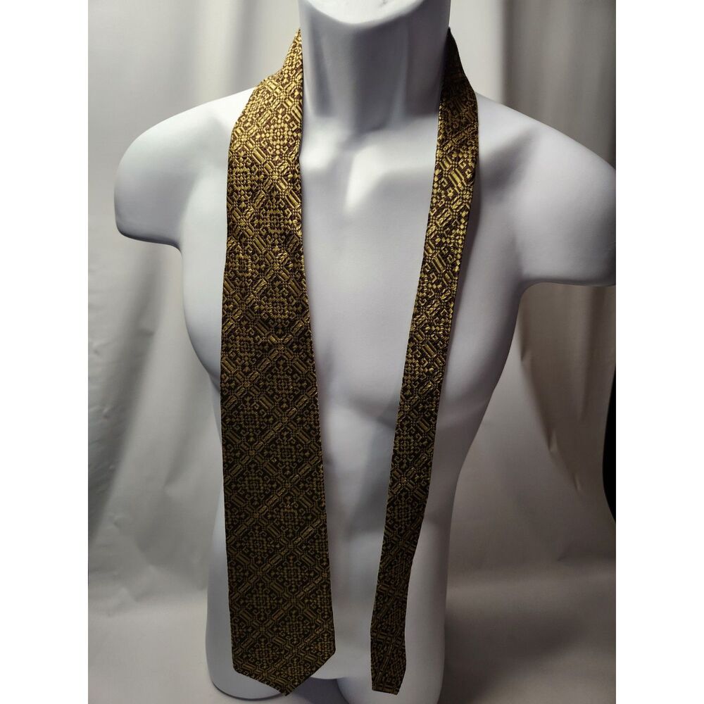 Vintage Count Corsetti Geometric Necktie 65% Polyester 35% Rayon